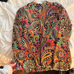 Paisley print button down